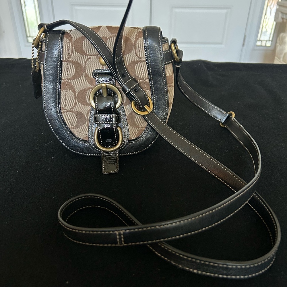 Coach Tan and Black Crossbody Bag